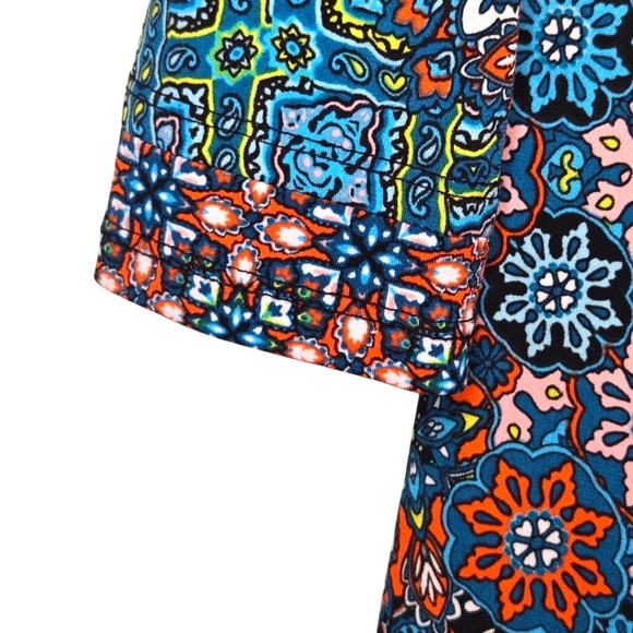 MSK Vibrant Colorful Boho Floral Print Flare Sleeve Shift Dress Small - Picture 3 of 10